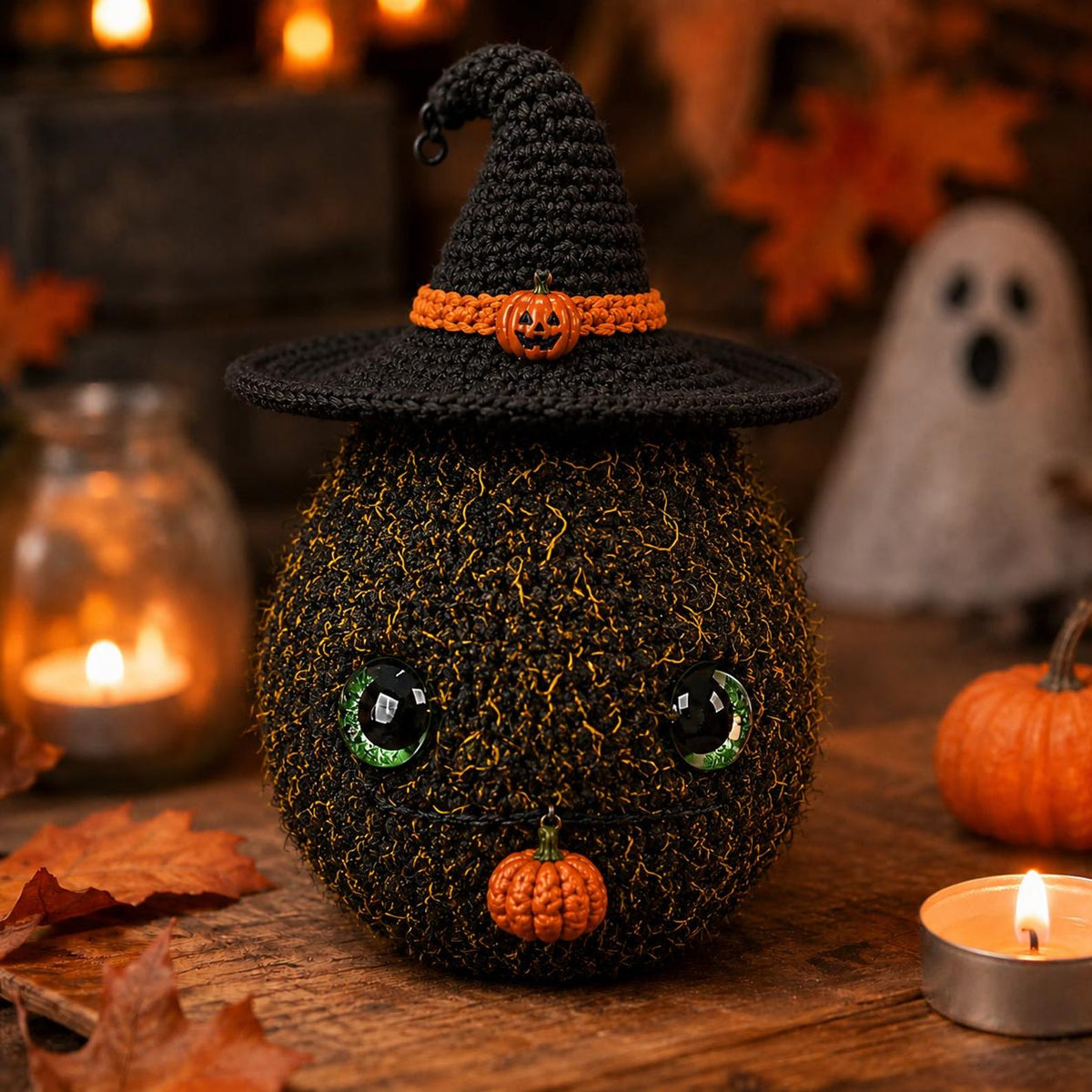 Halloween Nug Plush, Spooky Weed Nugget Crochet, Witch Hat Stoner Gift, Creepy Cute 420 Decor, Goth Amigurumi, Funny Halloween Gift