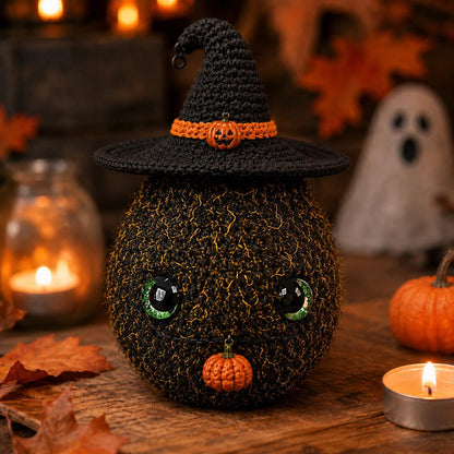 Halloween Nug Plush, Spooky Weed Nugget Crochet, Witch Hat Stoner Gift, Creepy Cute 420 Decor, Goth Amigurumi, Funny Halloween Gift