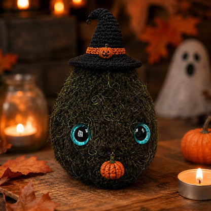Halloween Nug Plush, Spooky Weed Nugget Crochet, Witch Hat Stoner Gift, Creepy Cute 420 Decor, Goth Amigurumi, Funny Halloween Gift