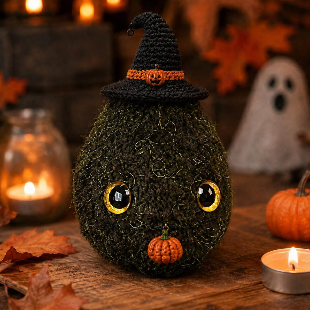 Halloween Nug Plush, Spooky Weed Nugget Crochet, Witch Hat Stoner Gift, Creepy Cute 420 Decor, Goth Amigurumi, Funny Halloween Gift