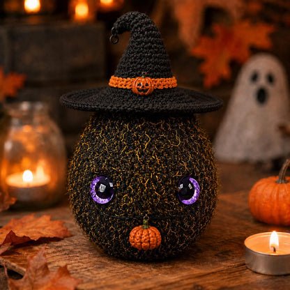 Halloween Nug Plush, Spooky Weed Nugget Crochet, Witch Hat Stoner Gift, Creepy Cute 420 Decor, Goth Amigurumi, Funny Halloween Gift