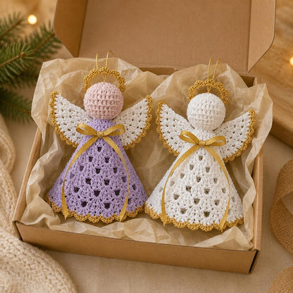 Crochet Angel Ornament, Handmade Angel Car Charm, Christmas Tree Angel Decoration, Guardian Angel Gift, Crochet Hanging Ornament