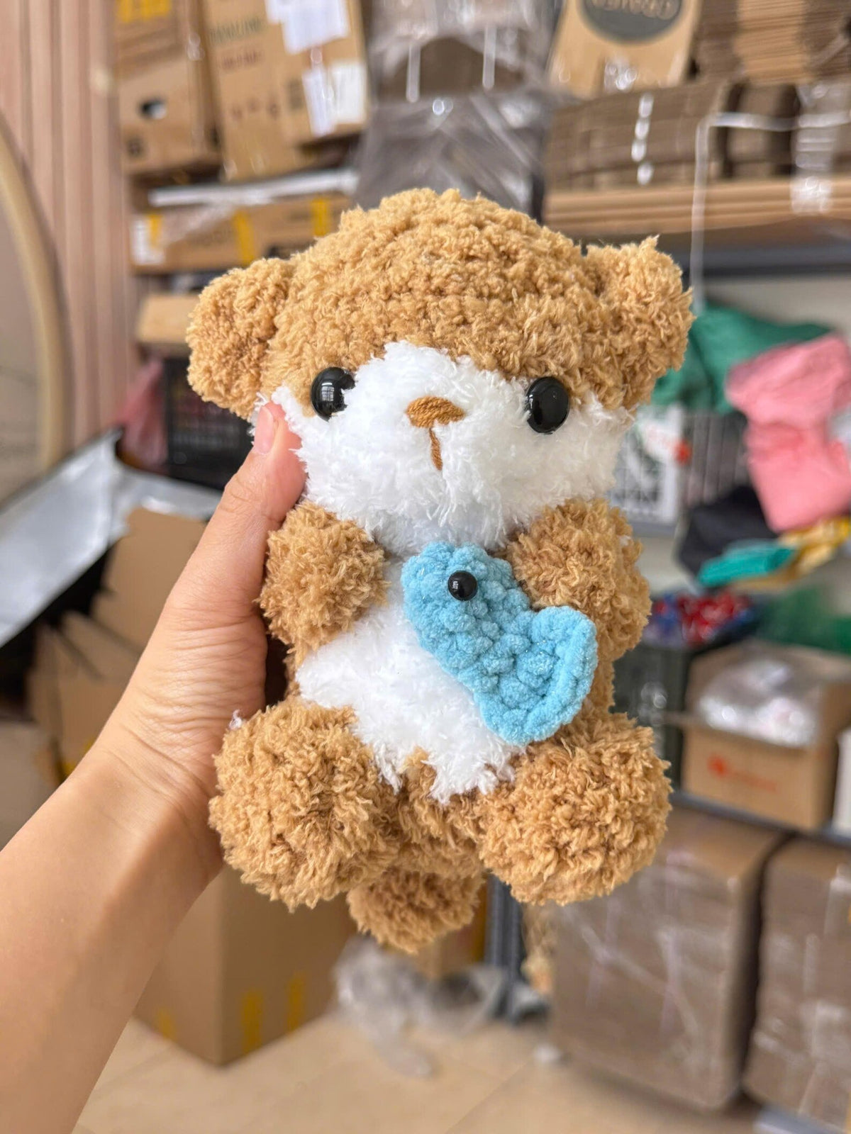 Handmade Crochet Otter Plush Holding Fish, Amigurumi Stuffed Animal Toy