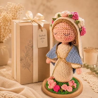Crochet Our Lady of Fatima Doll, Amigurumi Virgin Mary Plush, Catholic First Communion Gift for Girls, Blessed Mother Statue, Baptism Gift