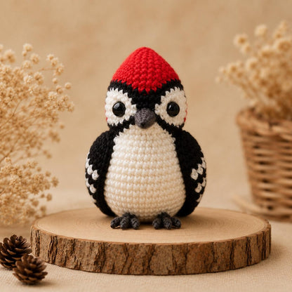 Crochet Woodpecker Keychain, Amigurumi Bird Car Charm, Rear View Mirror Hanging Accessories, Cute Plush Backpack Pendant, Bird Lover Gift