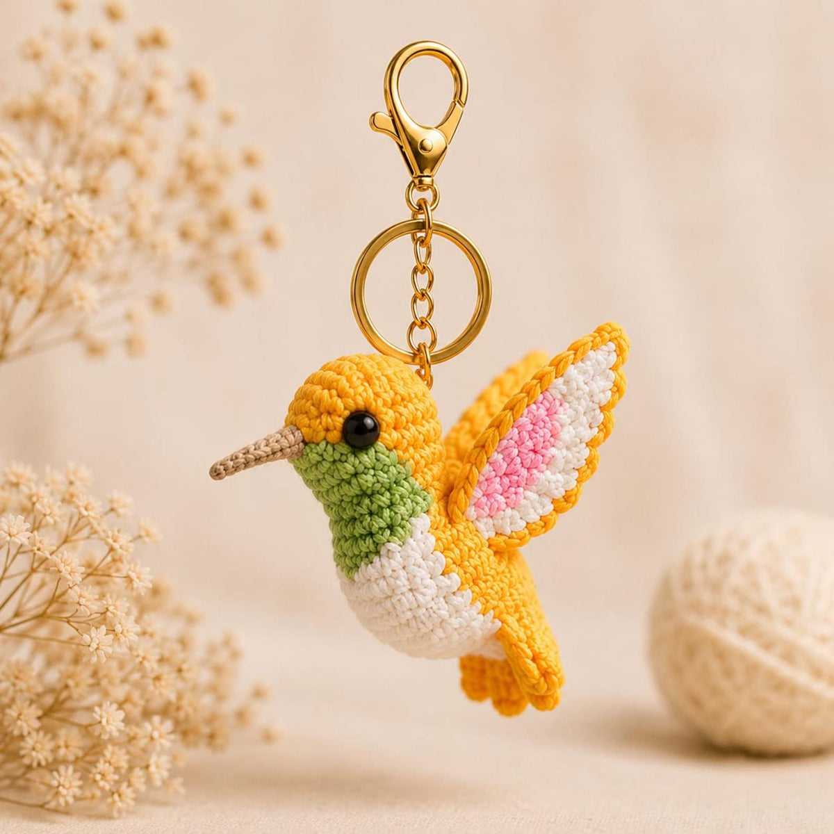 Crochet Hummingbird Keychain, Amigurumi Bird Bag Charm, Cute Hummingbird Gift for Bird Lovers, Handmade Backpack Accessory, Purse Pendant