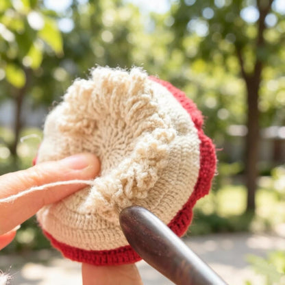Hand Knit Mushroom Girl Figurine Tabletop Household Accents Vintage Curios Sentimental Tokens Celebration Mementos Christmas Festive Goods