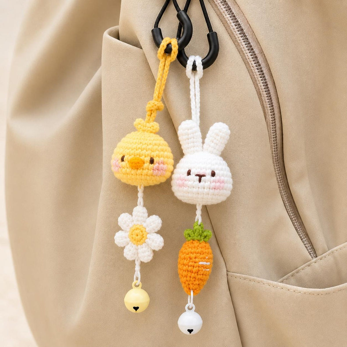 Crochet Animal Keychain Bag Charm, Kawaii Bunny Frog Cat Bear Accessory, Cute Backpack Decor, Handmade Small Animal Gift, Stocking Stuffer