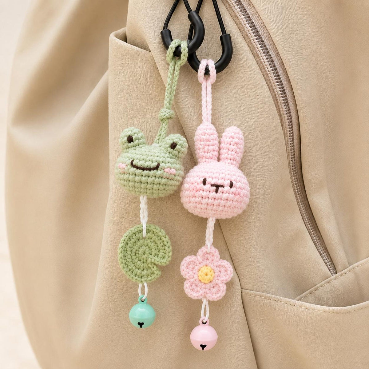 Crochet Animal Keychain Bag Charm, Kawaii Bunny Frog Cat Bear Accessory, Cute Backpack Decor, Handmade Small Animal Gift, Stocking Stuffer
