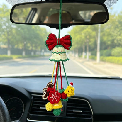 Hand-Crocheted Xmas Auto Hanging, Festive Rearview Mirror Ornament, Winter Vehicle Interior Accent, Themed Holiday Present for Motorists