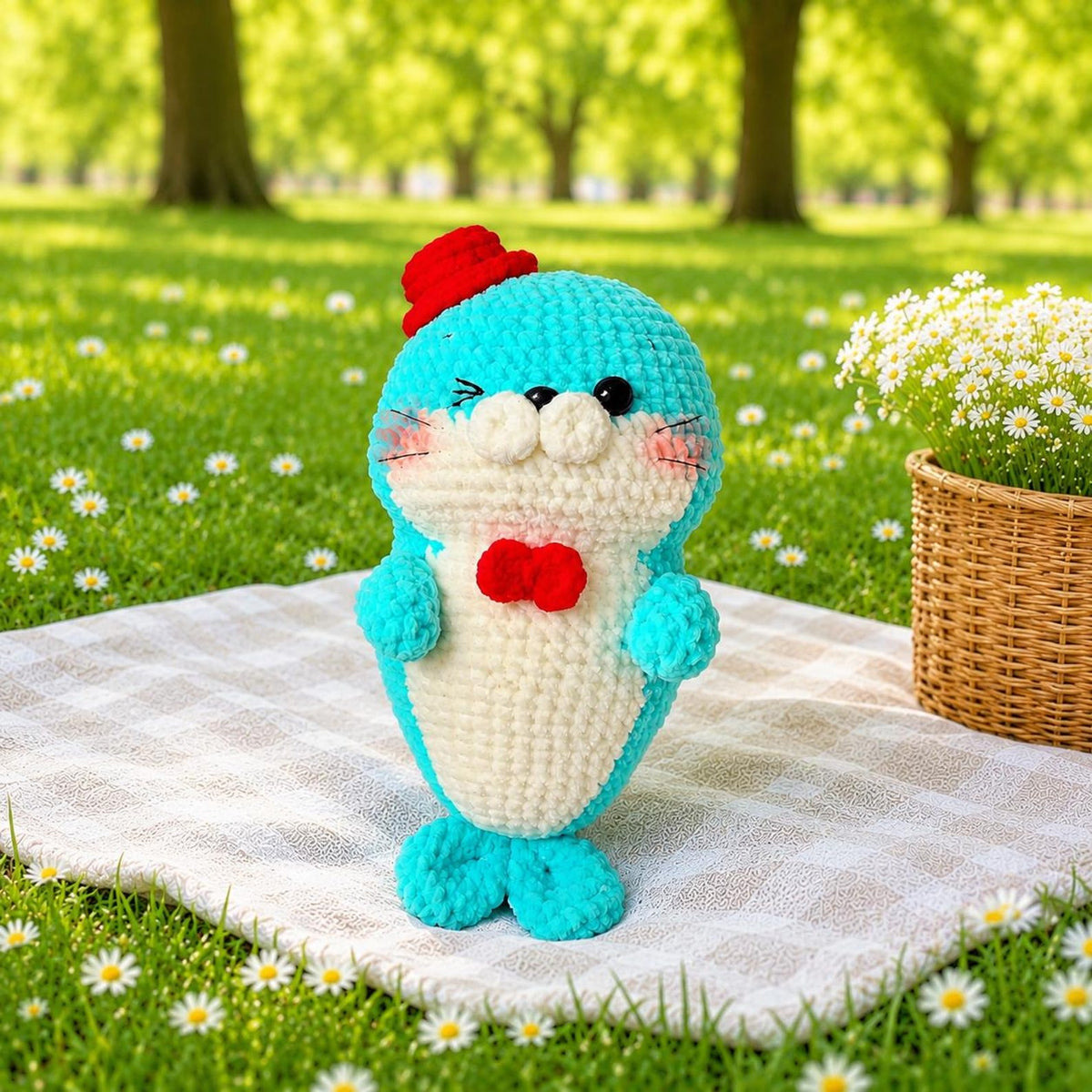 Personalized Crochet Seal Doll Set, Handmade Amigurumi Ocean Animal Plush Toy,Cute Baby Nursery Decor, Custom Seal Gift for Kids, Sea Friend