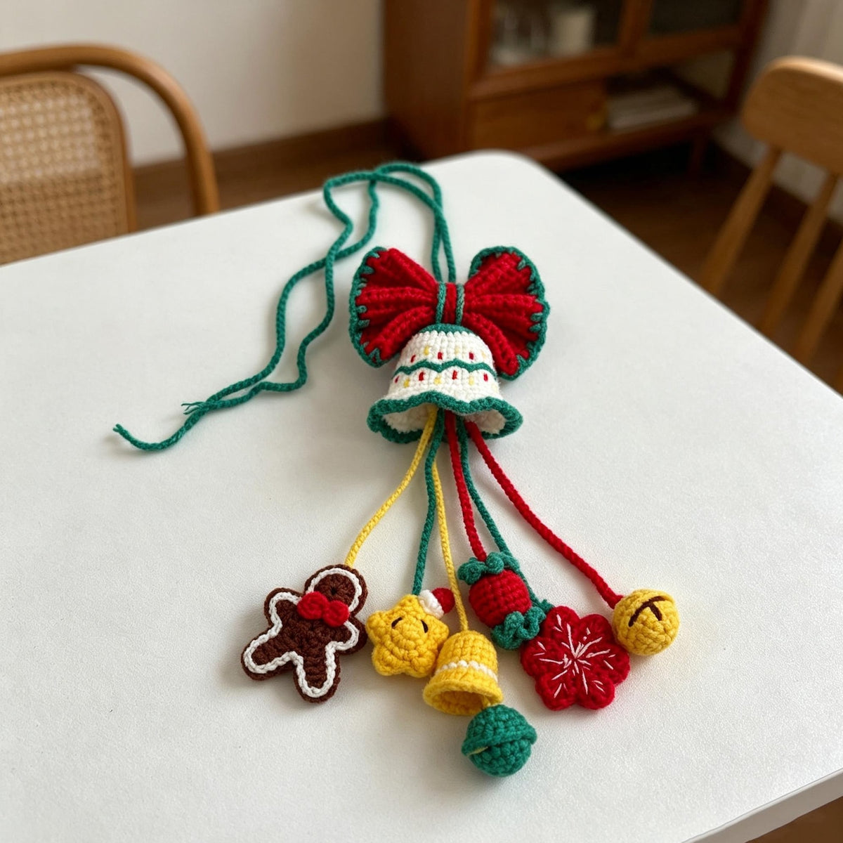 Hand-Crocheted Xmas Handbag Dangle, Ladies’ Festive Holiday Keepsake, Seasonal Token, Romantic Yuletide Surprise for Girlfriend