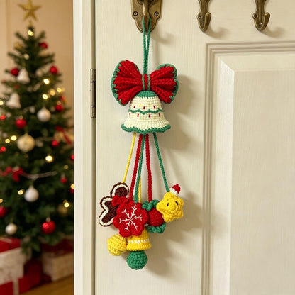Hand-Crocheted Yuletide Indoor Wall Dangle, Christmas-Themed Seasonal Trinket, Household Wall Accent, Winter Housewarming Keepsake