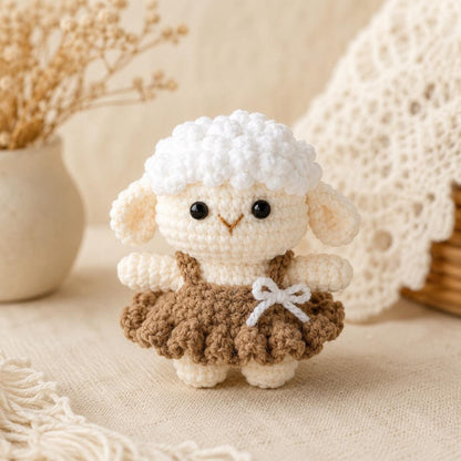 Crochet Lamb Plush, Amigurumi Sheep Doll, Kawaii Desk Pet, Cute Farm Animal Toy, Handmade Desk Decor, Teen Girl Gift, Sweet Pastel Plushie