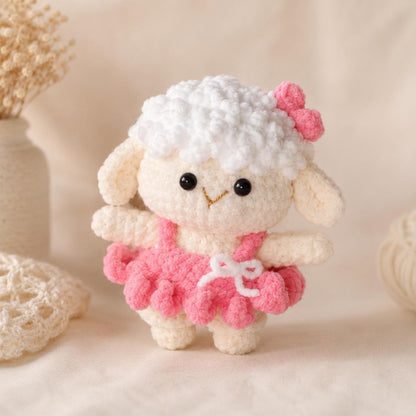 Crochet Lamb Plush, Amigurumi Sheep Doll, Kawaii Desk Pet, Cute Farm Animal Toy, Handmade Desk Decor, Teen Girl Gift, Sweet Pastel Plushie