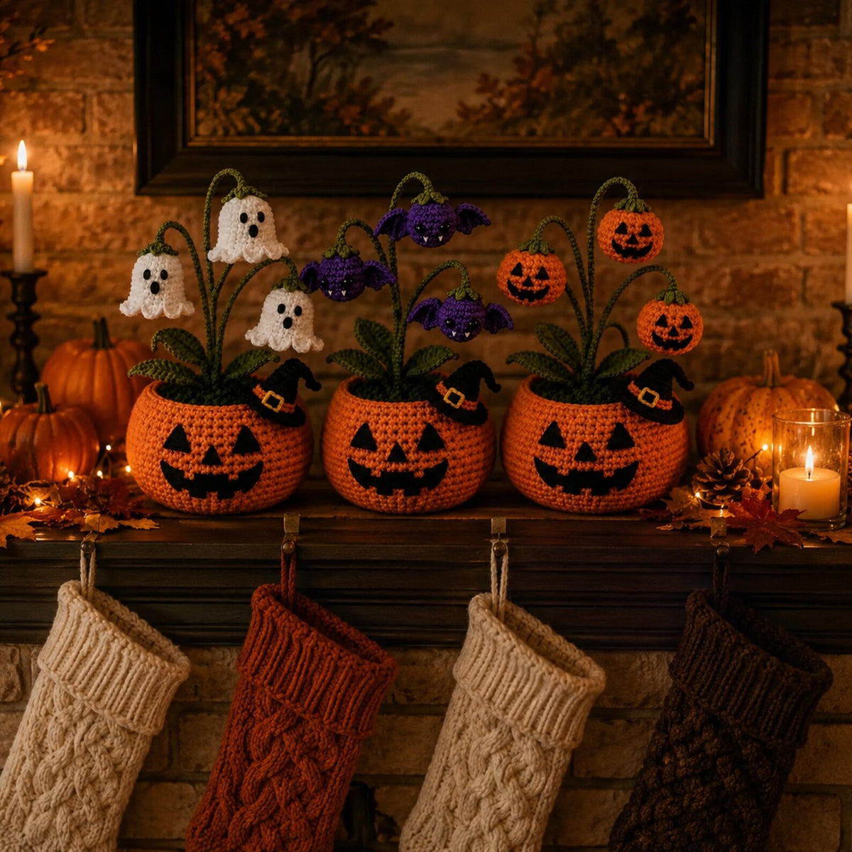 Crochet Halloween Pumpkin Ghost Pot, Halloween Desk Decor, Spooky Pumpkin Decor, Ghost Flower Pot, Handmade Gothic Home Decor,Halloween Gift