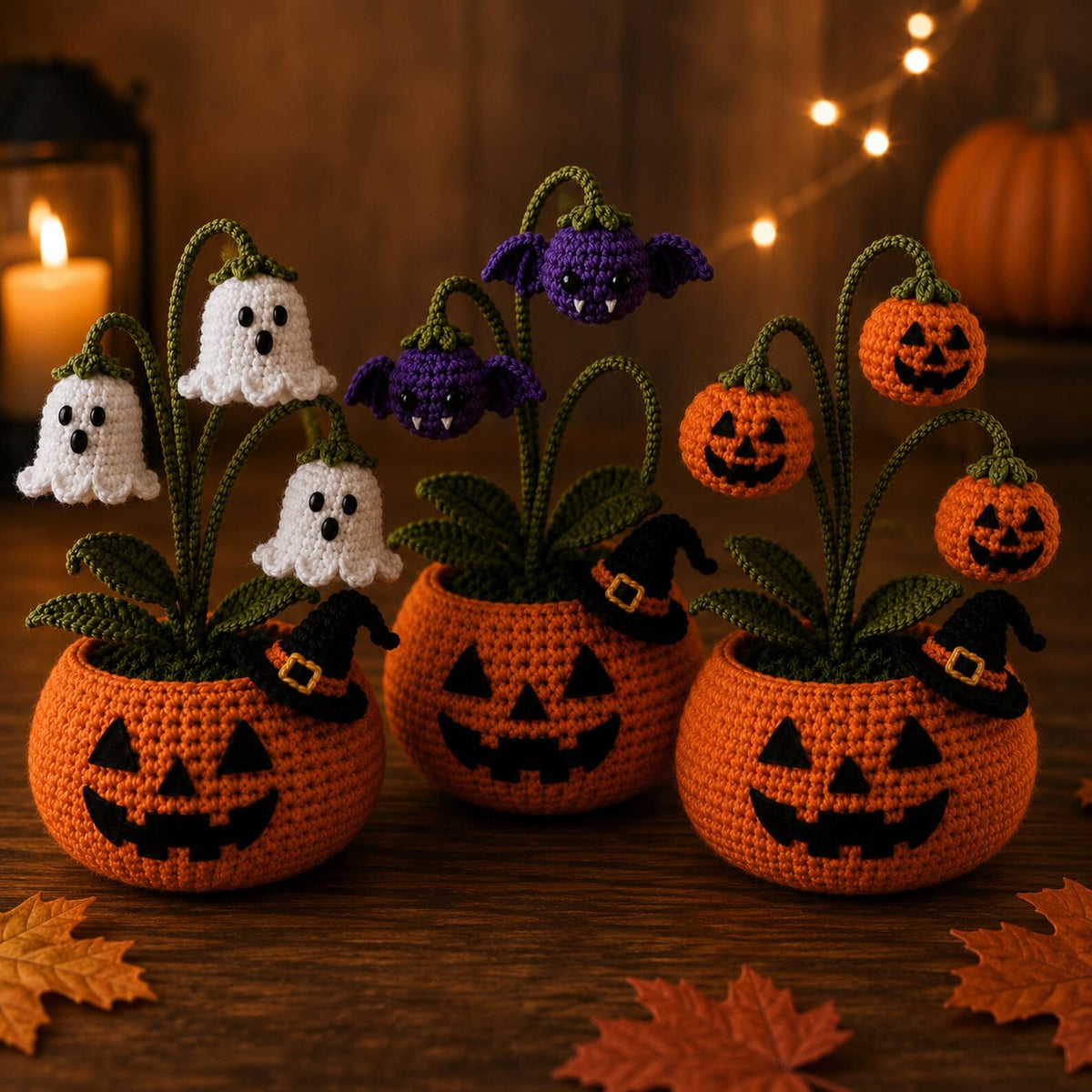 Crochet Halloween Pumpkin Ghost Pot, Halloween Desk Decor, Spooky Pumpkin Decor, Ghost Flower Pot, Handmade Gothic Home Decor,Halloween Gift