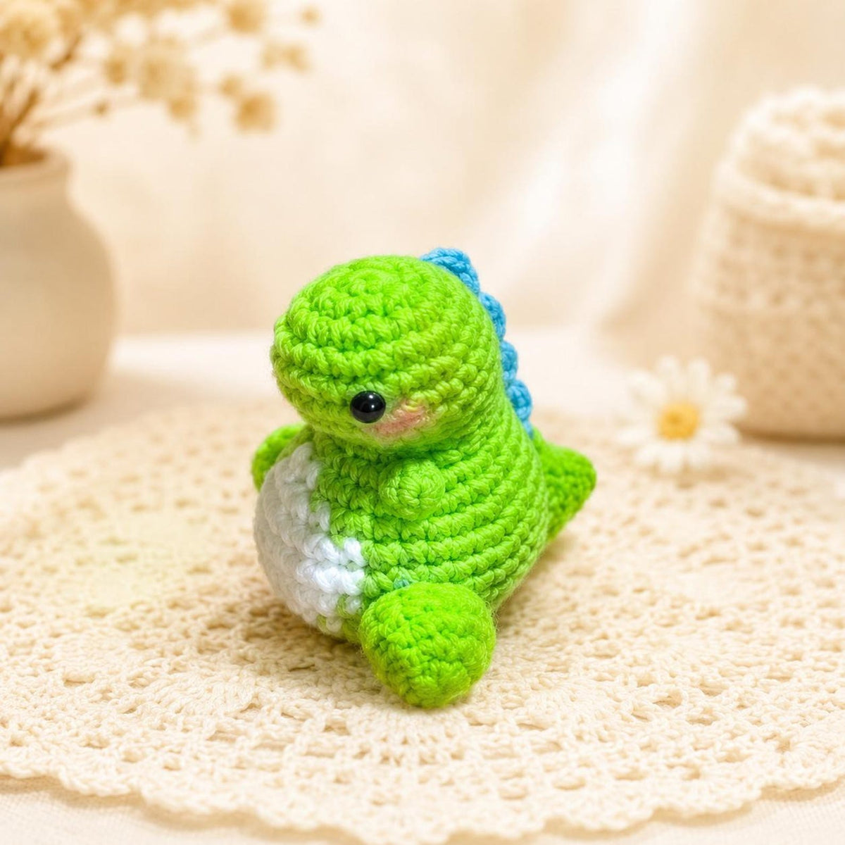 Crochet Dinosaur Plush, Amigurumi Dino Toy, Kawaii Desk Pet, Cute T-Rex Stuffed Animal, Nursery Room Decor, Baby Shower Gift, Handmade Toy