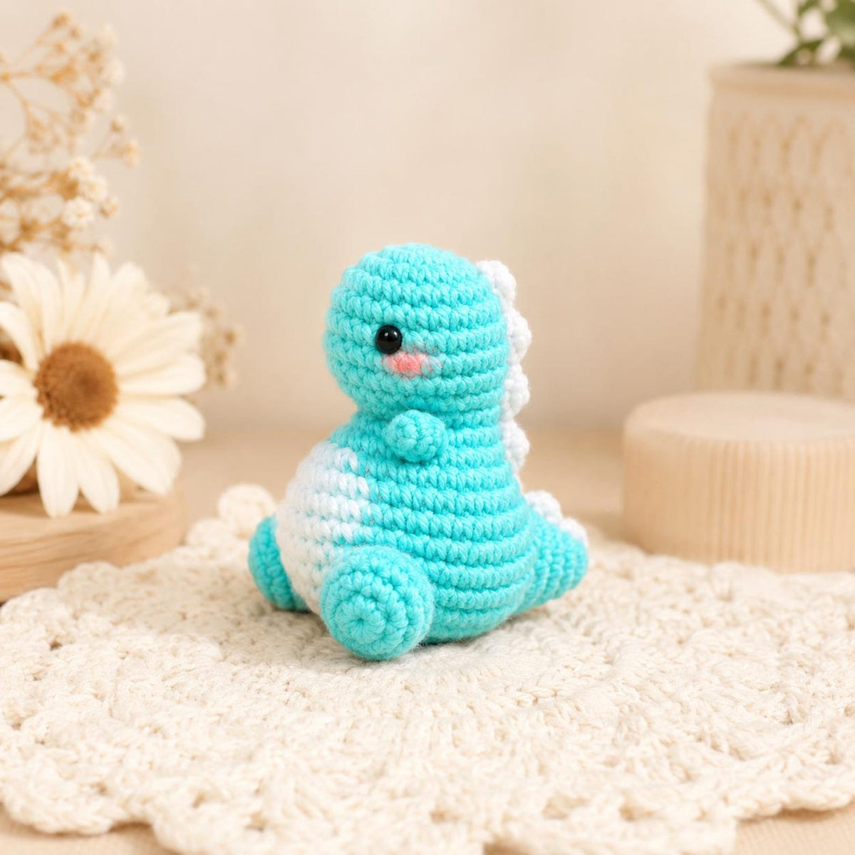 Crochet Dinosaur Plush, Amigurumi Dino Toy, Kawaii Desk Pet, Cute T-Rex Stuffed Animal, Nursery Room Decor, Baby Shower Gift, Handmade Toy