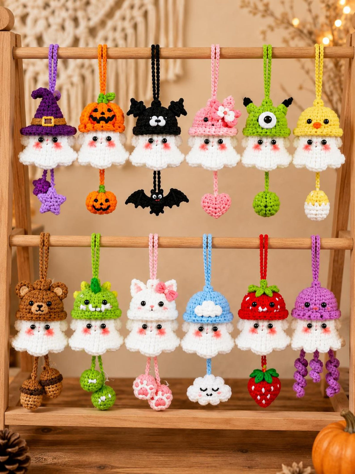 Halloween 2026 Crochet Ghost Car Charm, Handmade Mirror Accessory, Cute Spooky Car Decor, Amigurumi Ghost Hanging, Handmade Amigurumi Ghost