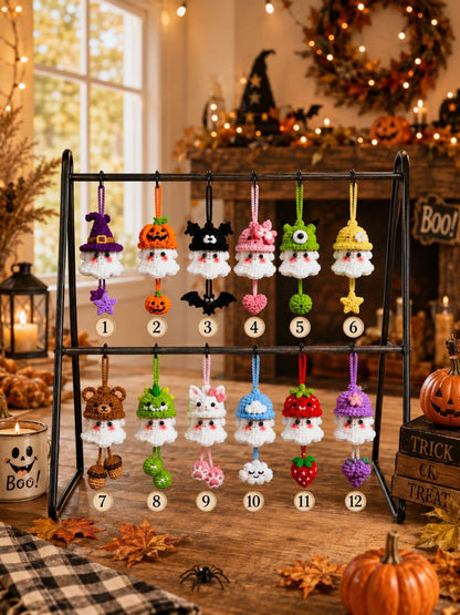Halloween 2026 Crochet Ghost Car Charm, Handmade Mirror Accessory, Cute Spooky Car Decor, Amigurumi Ghost Hanging, Handmade Amigurumi Ghost
