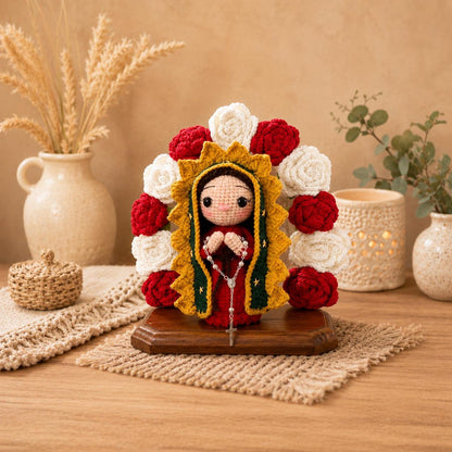 Our Lady of Guadalupe Crochet Doll, Virgin Mary Amigurumi, Catholic Religious Gift, Handmade Altar Shrine, Blessed Mother Baptism Gift