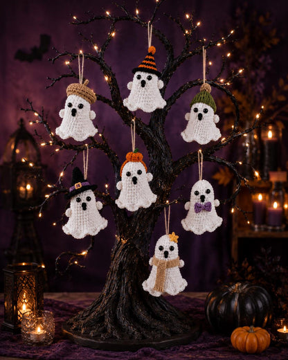 Halloween Crochet Ghost Ornament, Handmade Ghost Hanging Decor, Cute Spooky Amigurumi Ghost, Halloween Tree Decoration, Fall Halloween Gift