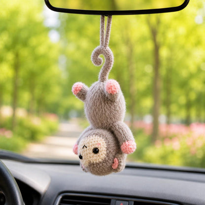 Crochet Monkey Car Mirror Hanging, Cute Amigurumi Rearview Mirror Accessory, Handmade Animal Car Charm, Funny New Car Gift for Driver