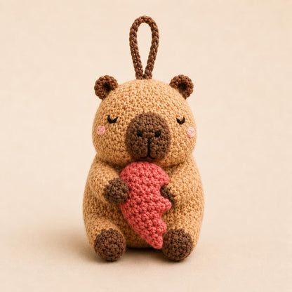 Crochet Capybara Couples Plush, Amigurumi Chillest Animal Stuffed Toy, Valentines Gift, Anniversary Love Heart Gift, Boho Room Decor