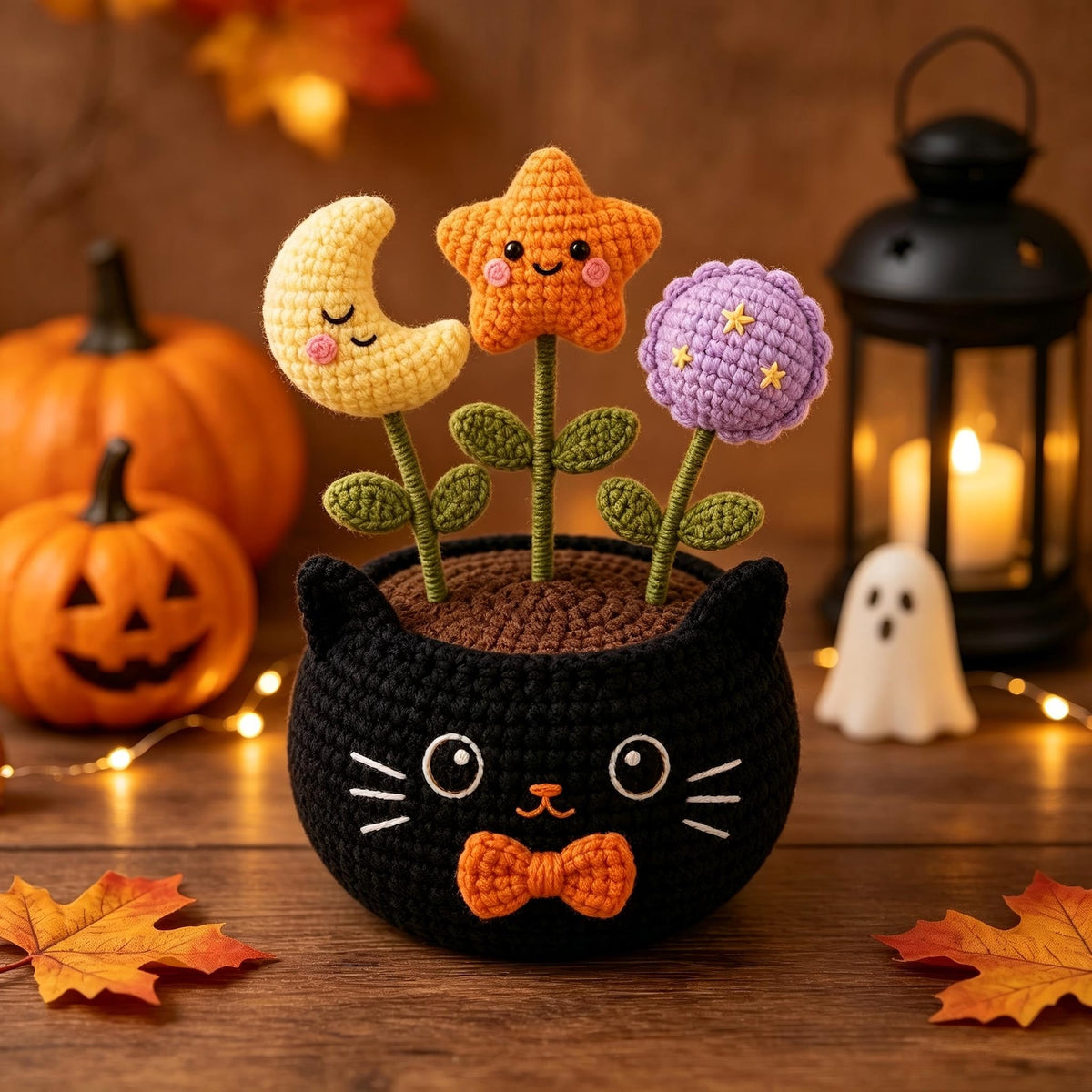 Halloween Crochet Potted Plant, Spooky Cute Amigurumi Decor, Handmade Halloween Desk Ornament, Fall Gift Idea
