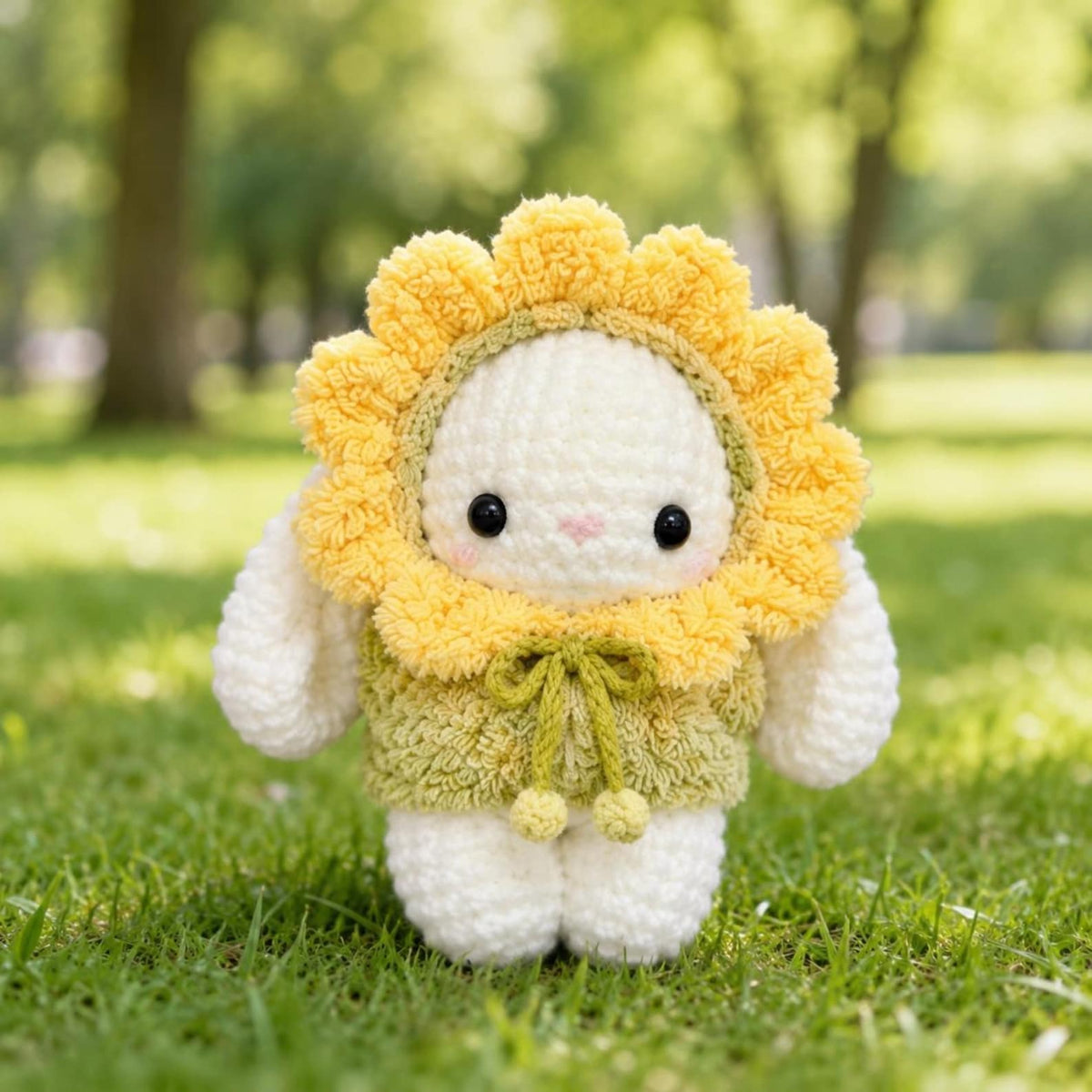 Kawaii Crochet Bunny Plush in Animal Costume, Amigurumi Stuffed Rabbit Toy, Cute Strawberry Dinosaur Duck Bunny Gift, Nursery Room Decor