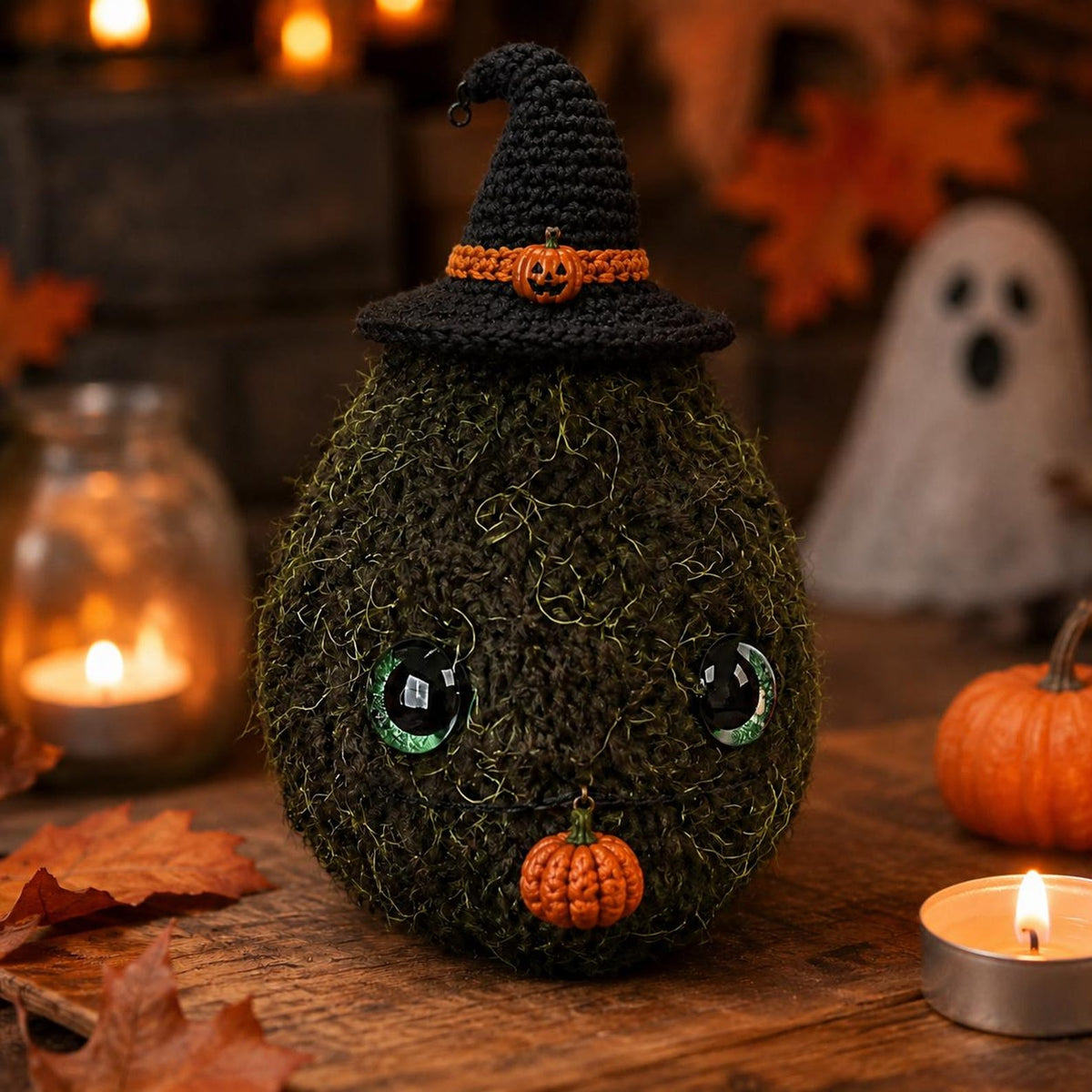 Halloween Nug Plush, Spooky Weed Nugget Crochet, Witch Hat Stoner Gift, Creepy Cute 420 Decor, Goth Amigurumi, Funny Halloween Gift