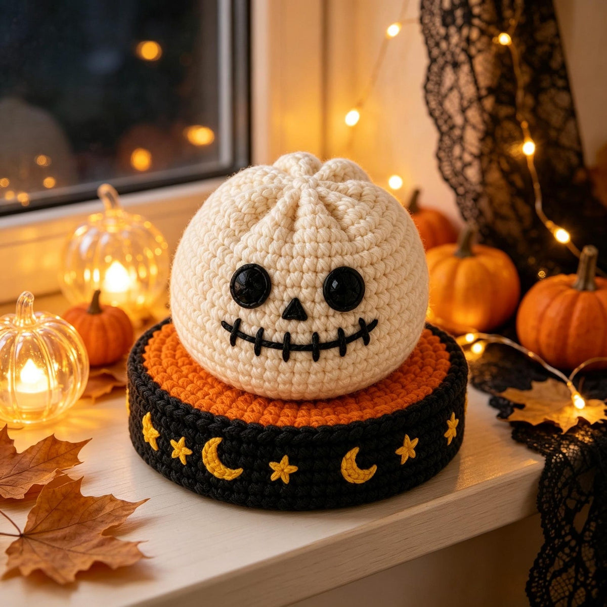 Handmade Crochet Halloween Spooky Balls Set, Reversible Ghost Pumpkin Bat Plush, Cute Gothic Desk Decor & Halloween Gift