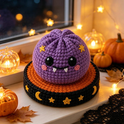 Handmade Crochet Halloween Spooky Balls Set, Reversible Ghost Pumpkin Bat Plush, Cute Gothic Desk Decor & Halloween Gift