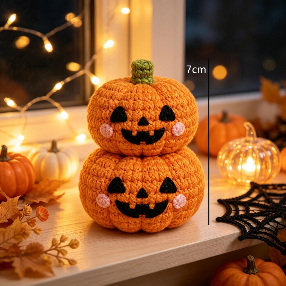 Handmade Crochet Double Stacked Pumpkin Plush, Cute Halloween Desk Decor, Fall Gift for Friends, Family & Coworkers