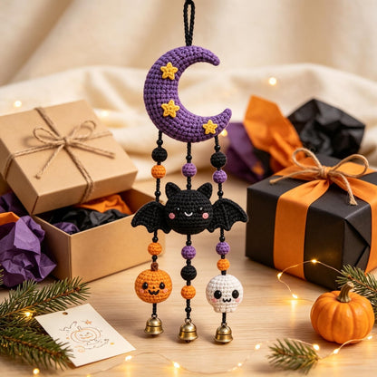 Handmade Crochet Halloween Car Charm, Cute Spooky Rearview Mirror Hanger, Thoughtful Fall Gift for Friends and Drivers