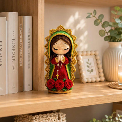 Handmade Crochet Virgin Mary Doll, Catholic Home Decor, Our Lady Amigurumi, Prayer Room Ornament, Christian Gift for Women