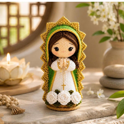 Handmade Crochet Virgin Mary Doll, Catholic Home Decor, Our Lady Amigurumi, Prayer Room Ornament, Christian Gift for Women