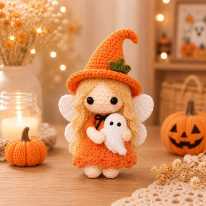 Mini Crochet Witch Doll, Cute Halloween Amigurumi, Spooky Pocket Hug, Handmade Fall Decor, Witchy Party Favor, Goth Girl Gift