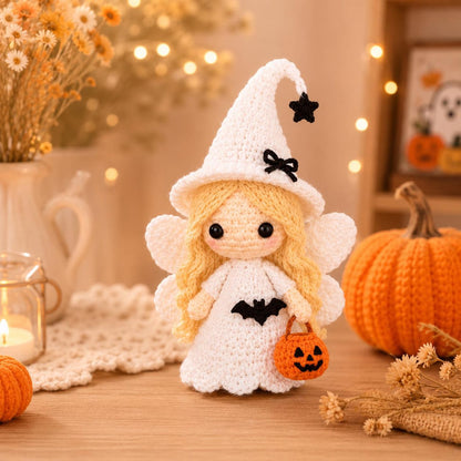 Mini Crochet Witch Doll, Cute Halloween Amigurumi, Spooky Pocket Hug, Handmade Fall Decor, Witchy Party Favor, Goth Girl Gift
