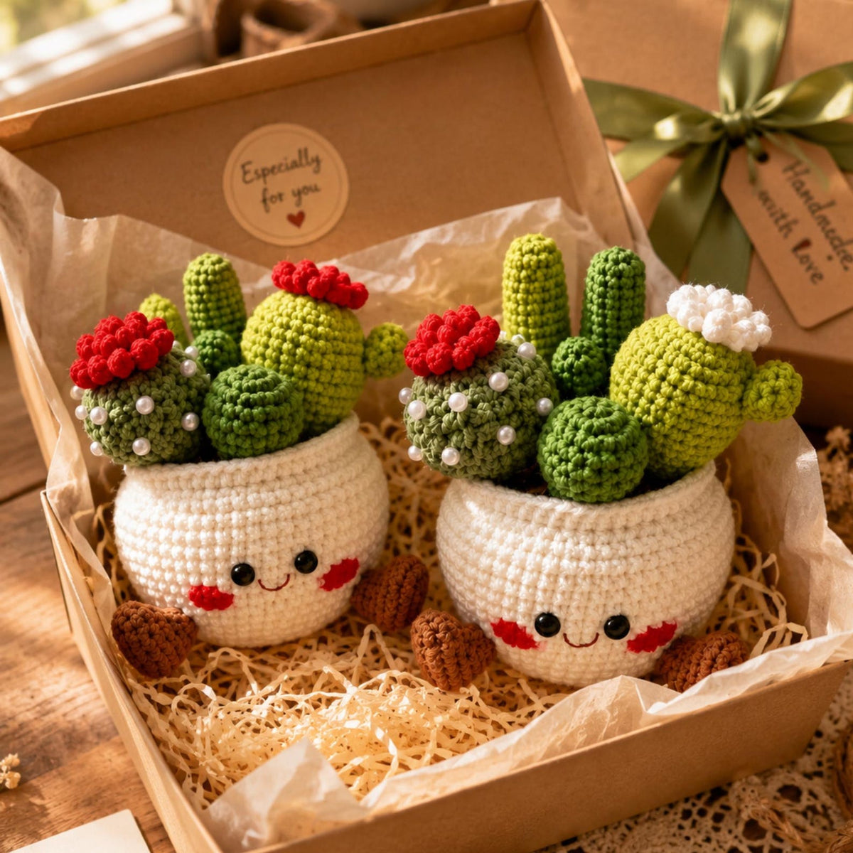 Crochet Flower Pot Set, Sunflower Mushroom Cactus Planter, Handmade Amigurumi Plant Decor, Cute Desk Decor, Positive Gift, Christmas Gift