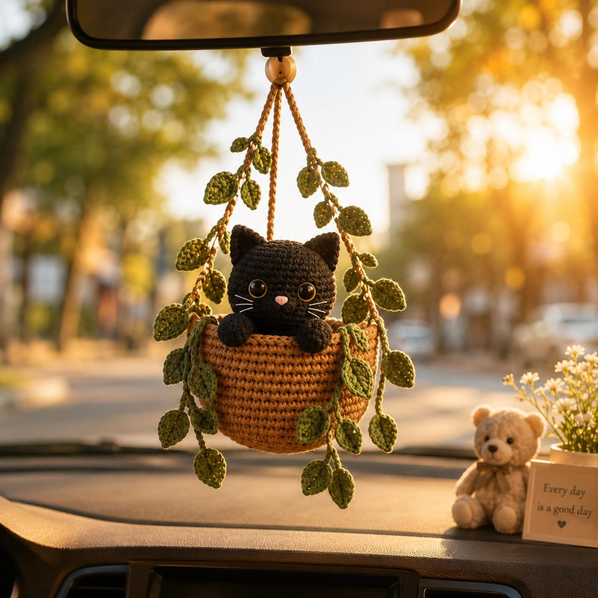 Crochet Cat Wall Hanging, Handmade Calico Cat Hanging Basket, Cute Nursery Decor, Cat Lover Gift, Housewarming Gift, Cat Lover Gift