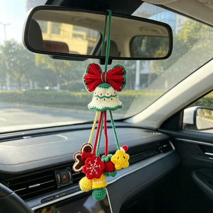 Hand-Crocheted Xmas Auto Hanging, Festive Rearview Mirror Ornament, Winter Vehicle Interior Accent, Themed Holiday Present for Motorists
