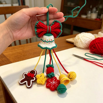 Hand-Crocheted Xmas Handbag Dangle, Ladies’ Festive Holiday Keepsake, Seasonal Token, Romantic Yuletide Surprise for Girlfriend