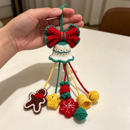 Hand-Crocheted Yuletide Indoor Wall Dangle, Christmas-Themed Seasonal Trinket, Household Wall Accent, Winter Housewarming Keepsake