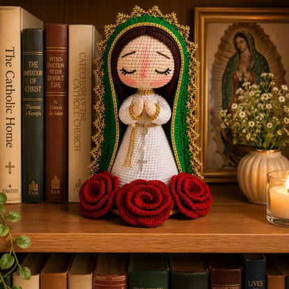 Handmade Our Lady Of Guadalupe Crochet Doll, Virgin Mary Amigurumi, Catholic Gift, Religious Home Altar Decor, Christian Prayer Statue