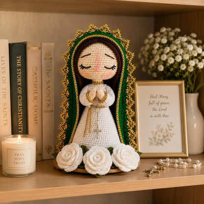 Handmade Our Lady Of Guadalupe Crochet Doll, Virgin Mary Amigurumi, Catholic Gift, Religious Home Altar Decor, Christian Prayer Statue