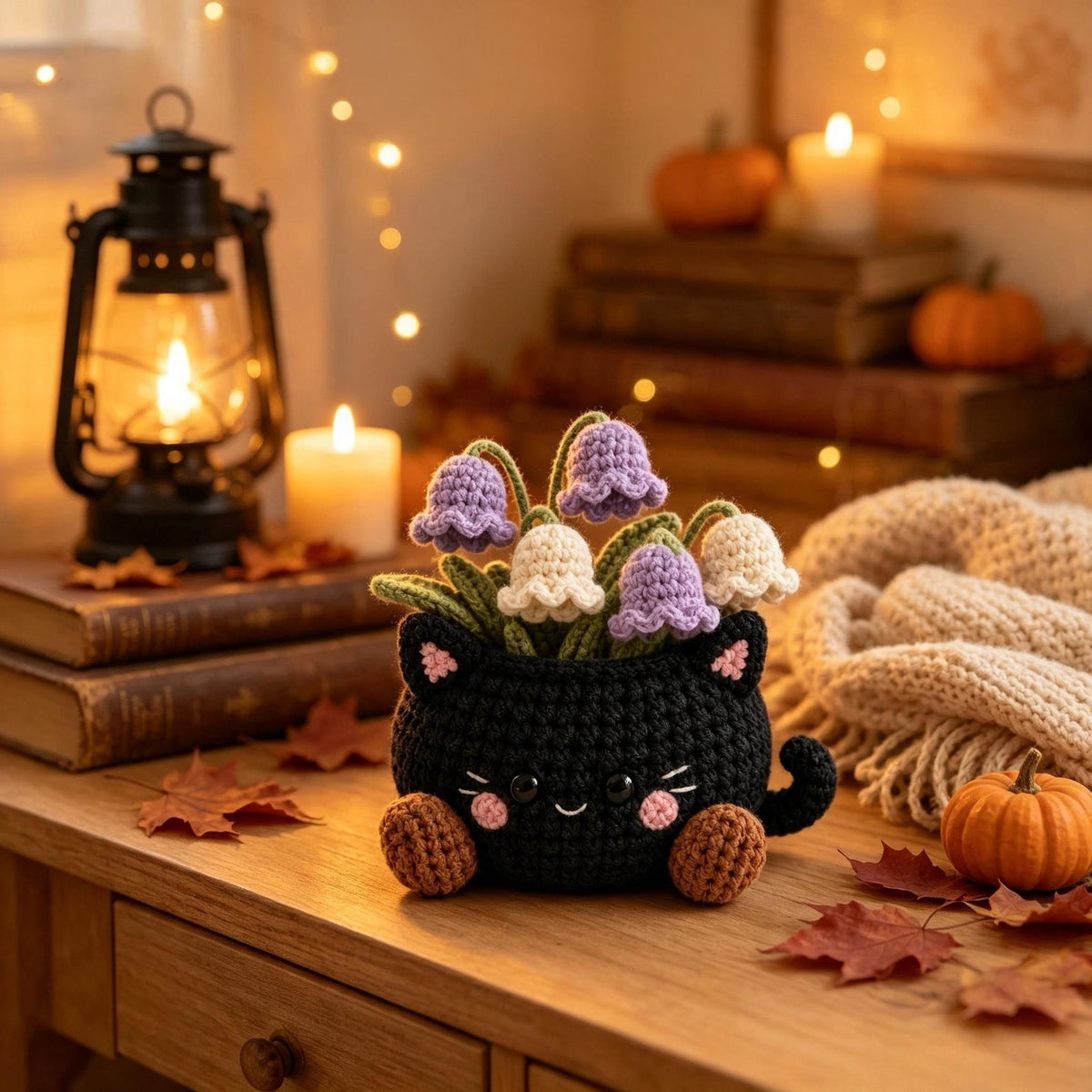 Crochet Halloween Character Flower Pot, Cute Fall Desk Decor, Thanksgiving and Halloween Gift for Coworker, Friend, Family