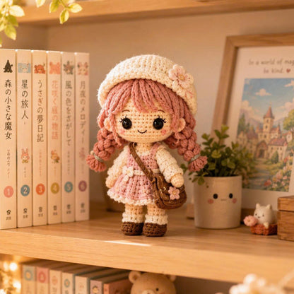 Handmade Crochet Original Character Collection, Cute Amigurumi Doll Set, Fantasy Plush Decor, Kawaii Crochet Gift, Desk Shelf Decoration