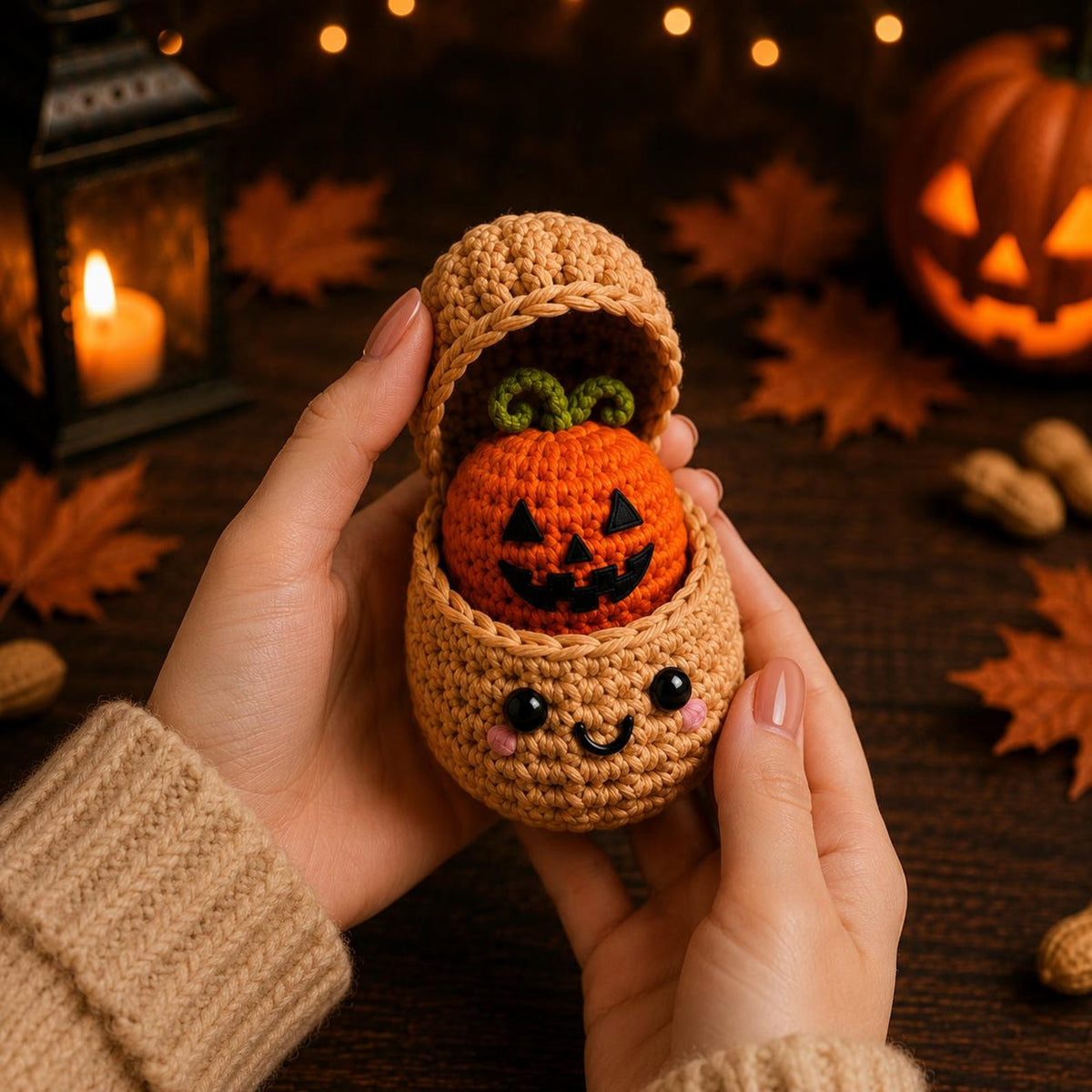 Peanut Monster Crochet Plush, Halloween Surprise Peanut, Ghost Pumpkin Bat Frankenstein Amigurumi, Spooky Fidget Toy, Cute Halloween Gift